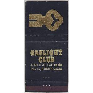Front Strike Matchbook Cover Gaslight Club Paris France
